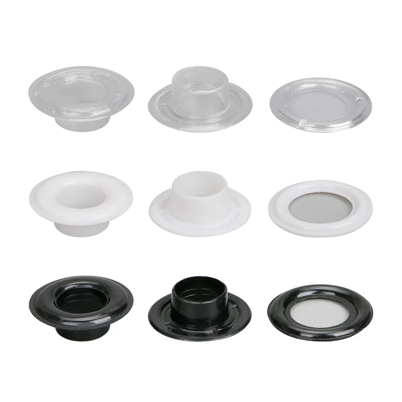 100 Set Kunststoff Tülle Ösen mit Unter leg scheiben Sortiment Kit, Loch selbst tragende Öse für Perlen kerne, Stoff, Vorhang – Detail 3