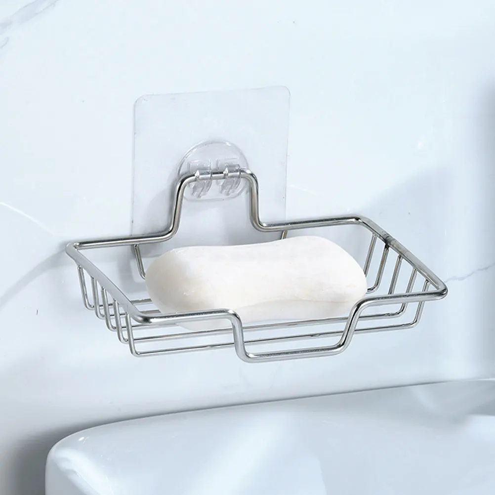 

2pcs Stainless Steel Soap Rack Set Wall Mounted Drainage Holder for Shower Bathroom Kitchen Self-Draining Slatted Design Rust