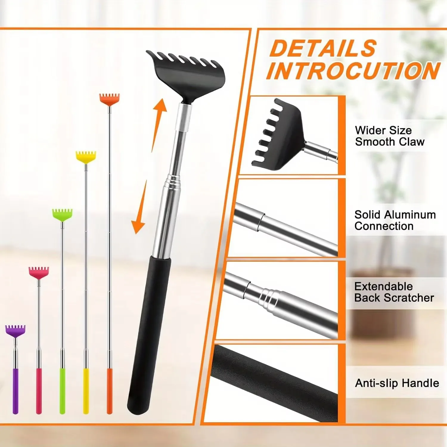 A Metal Telescopic Back Scratcher, Claw Tool with Handle, Perfect as a Gift for an Adult Hand Massager, Suitable for Thanksgivin