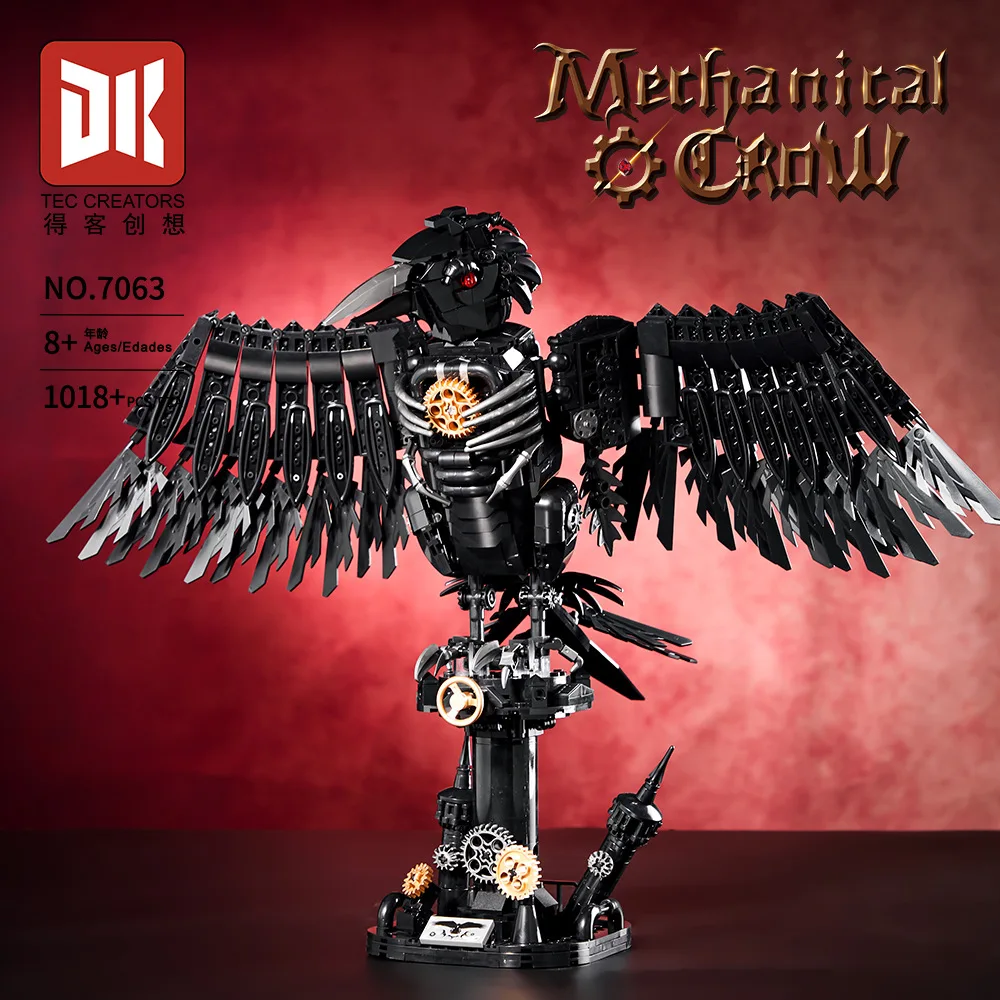 Em estoque moc técnico animal mecânico corvo blocos de construção modelo pássaro tijolos montagem brinquedos para crianças presente natal conjunto