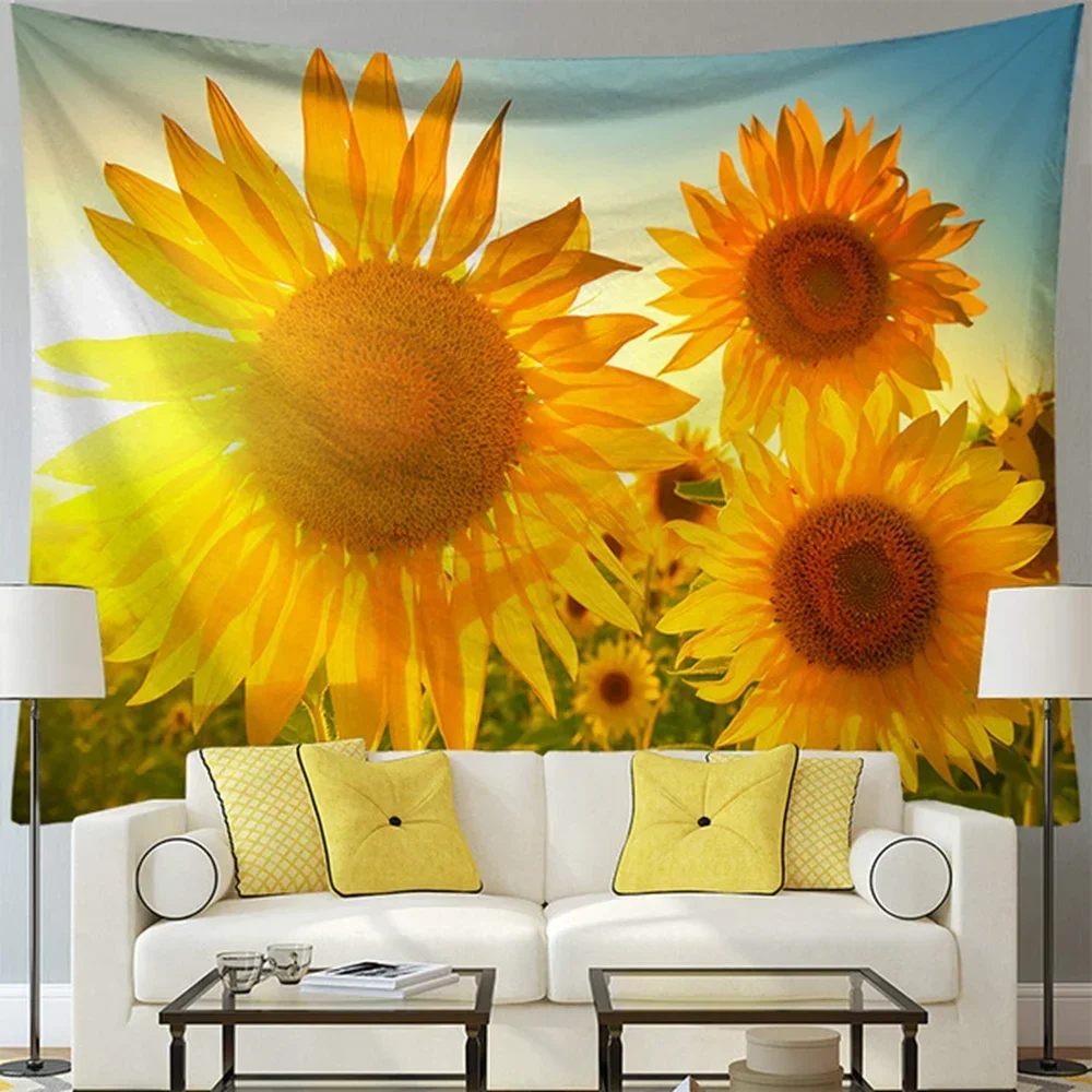 Tapestry Sunflower Painting Wall Hanging Home Decor  Floral Nature Landscape