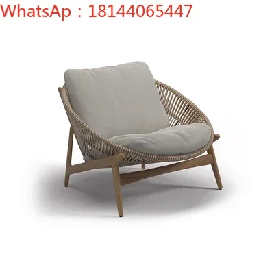 

Custom Nordic outdoor solid wood sofa resort leisure rattan sofa villa courtyard designer lazy teak furniture