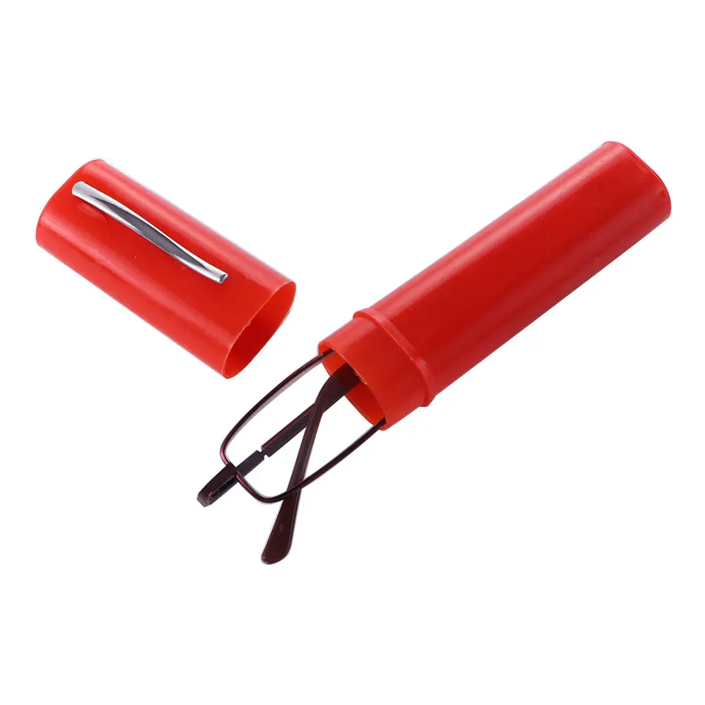 

Spectacles With Pen Tube Case Metal Frame Reading Glasses Mini Hyperopia Eyewear Anti Blue Light Glass Full Frame Eyeglasses