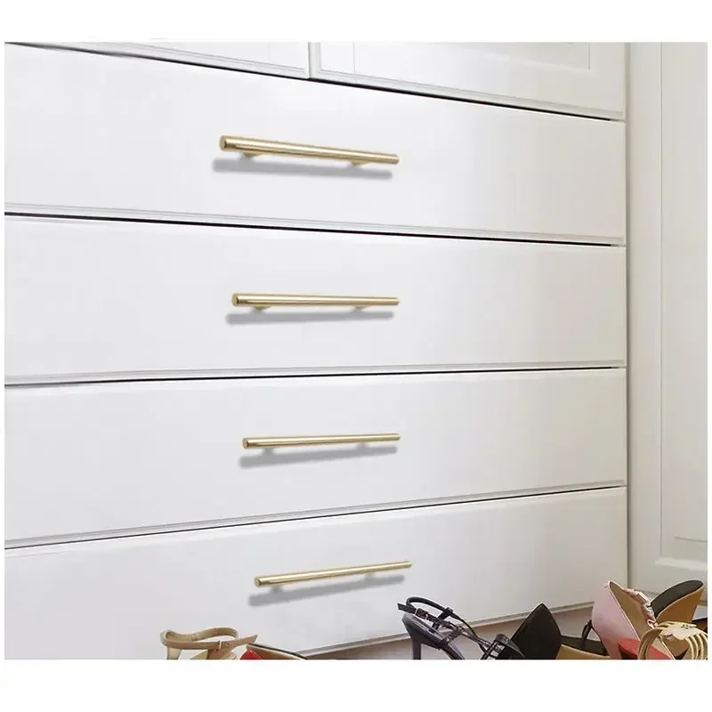 10 Stück schwarze goldene Schrankgriffe aus gebürstetem Edelstahl für Küchenschränke, Türknöpfe, Möbel, Schubladengriffe, Stangengriffe – Detail 4
