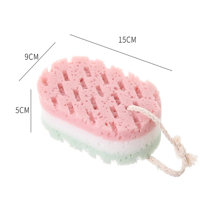 Esponja exfoliante de tres capas para baño, cepillo de masaje para exfoliación corporal, cepillo de esponja corporal, accesorios de baño