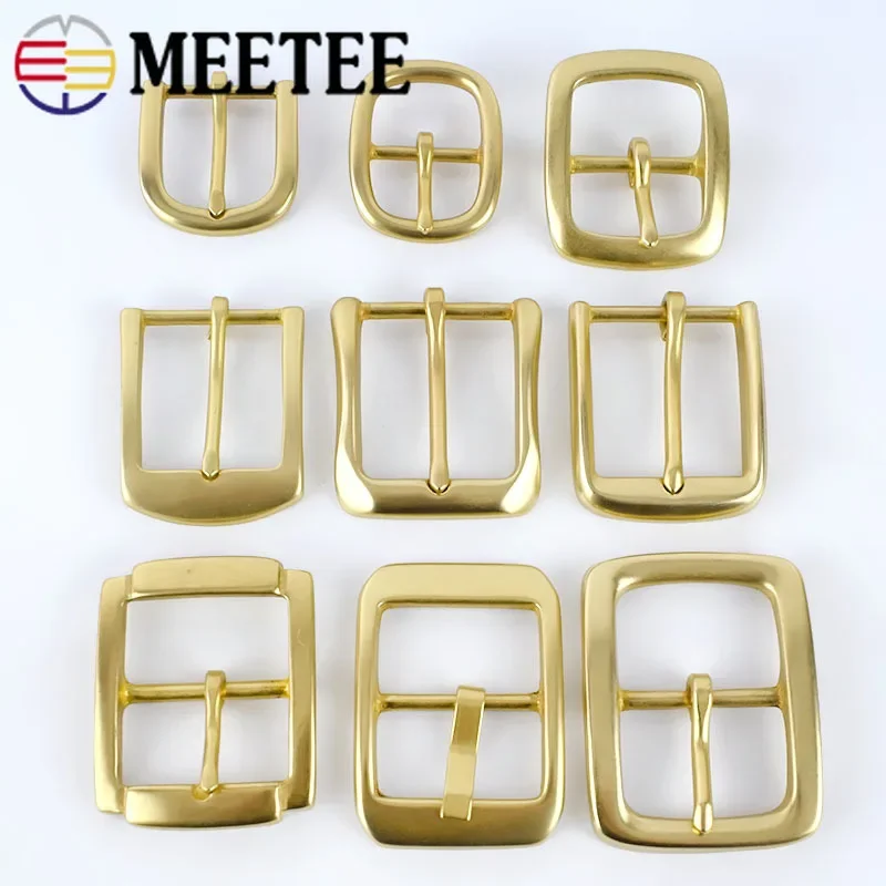 Meetee 1Pc 30/35/40mm Pure Brass Belt Buckle Copper Pin Buckles Waistband Head Jeans Decor Band Clasp Leather Crafts Accessories