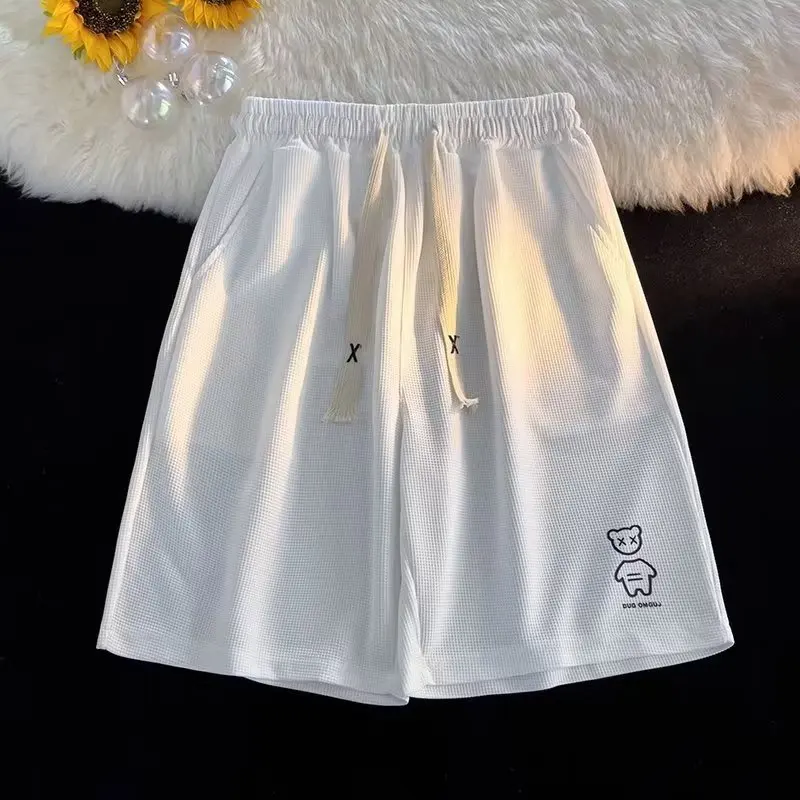 

Ice Silk Qui Dry Sports orts Мужские летние тонкие дышащие повседневные свободные брюки для бега пять четвертей из полиэфирного волокна