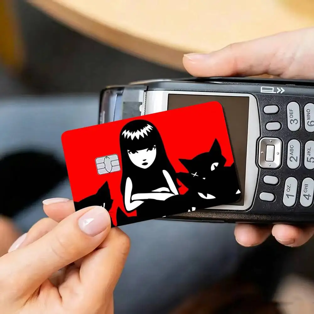 E-Emily the strange Credit Card HD Stickers Small Chip Waterproof Sticker Game Card Decal Gift