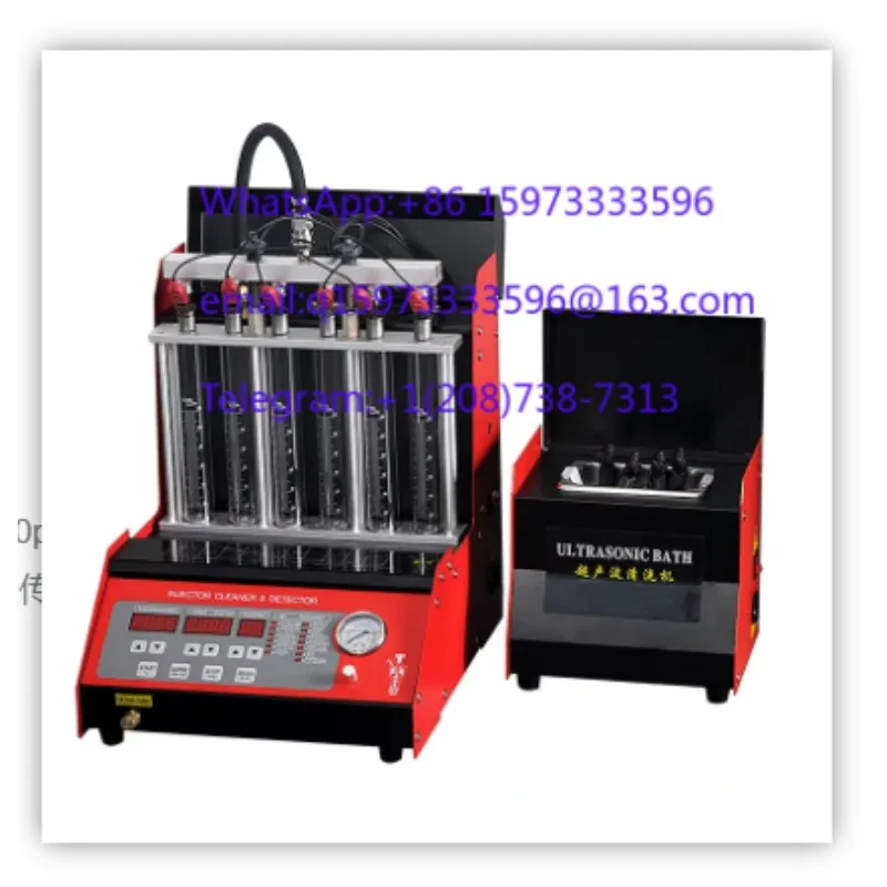 Factory GDI 6-Cylinder Gaso-line Fuel Injector Test Bench with Ultra-sonic Cleaner Test 6 Injectors Simultaneously