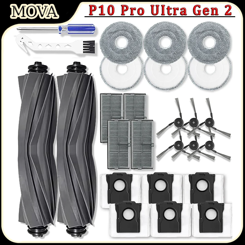 mova-p10-pro-uitra-gen-2-ロボット掃除機アクセサリーキット用-メインブラシ、サイドブラシ、ダストバッグ、モップクロス、hepaフィルター