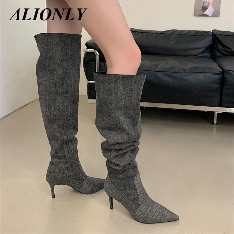 

Alionly 2026 New Designer Wedges Heels Women Knee High Boots Belt Buckle Long Booties Street Winter Shoes Zapatos De Mujer