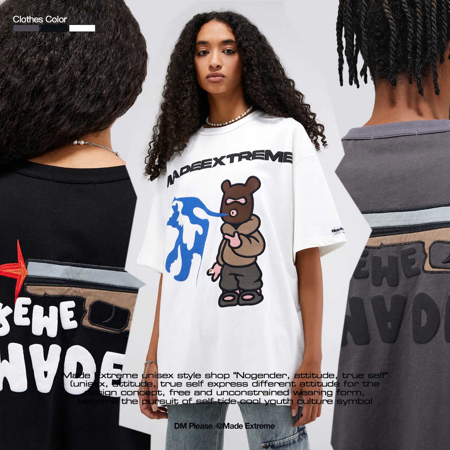 

Women T-shirt Men Retro Punk Hip-hop Y2K Cartoon Tees Tops Fashion Couple Skateboard Oversized Outdoor Sports Casual Clothing