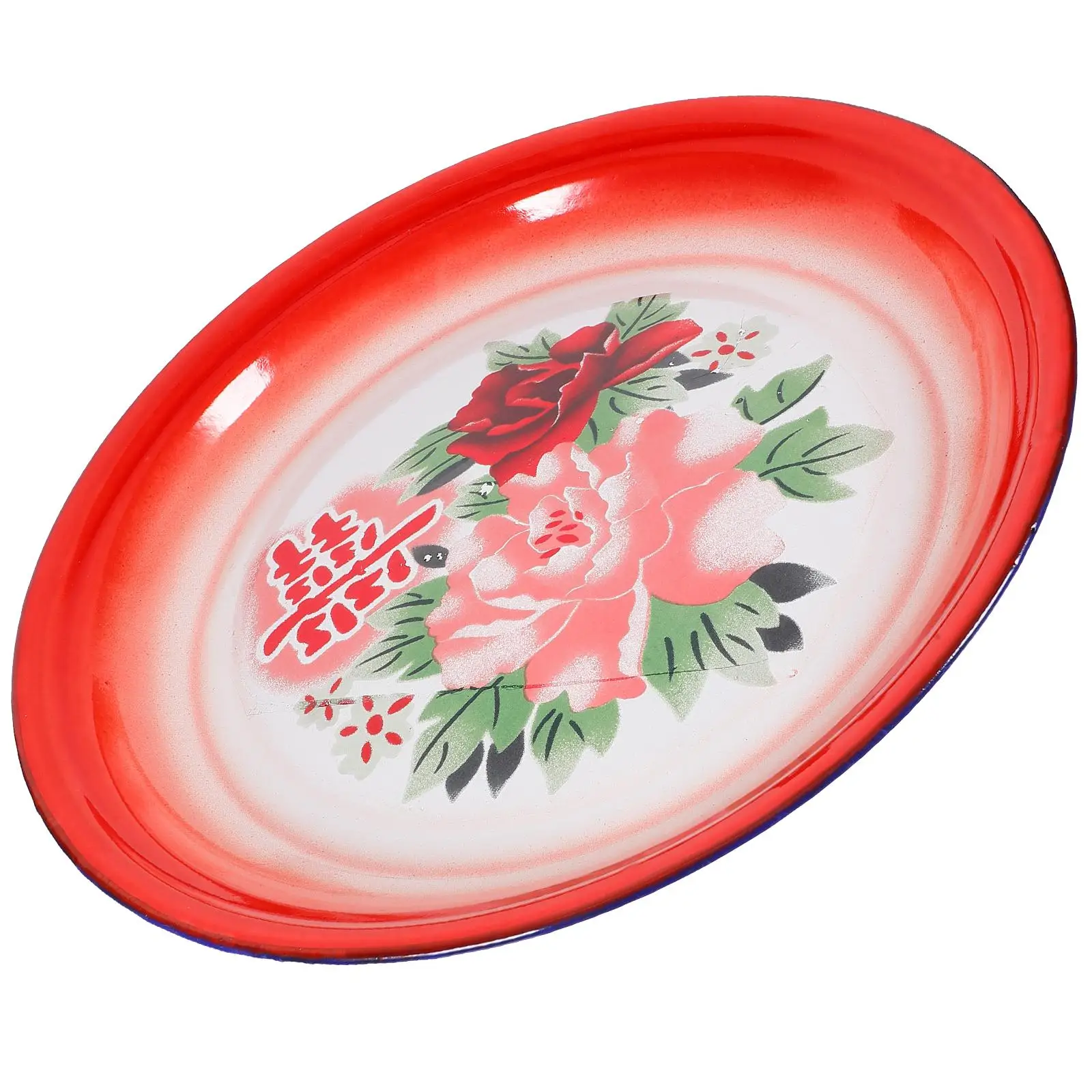 

Camping Vintage Enamel Plate Fruit Salad Curry Dishes Chinese Restaurant Plates