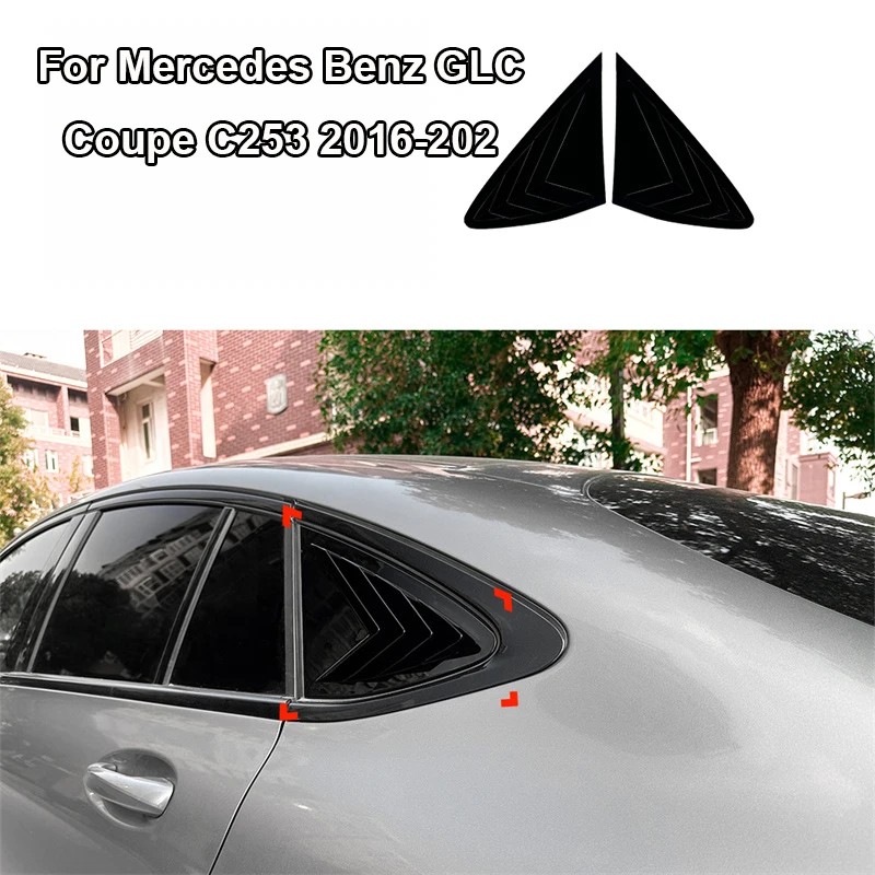 2016-2022 Voor Mercedes Benz GLC Coupe C253 Glanzend zwart Driehoek lamel haaienkieuw vormige achterruit decoratieve raam vent