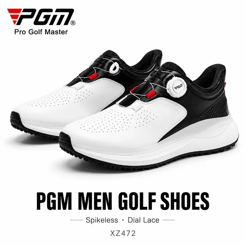 PGM Men Golf Shoes Spikeless Anti Slip Breathable Cushioning Rebound Dial Lace Summer Golf Sneakers XZ472