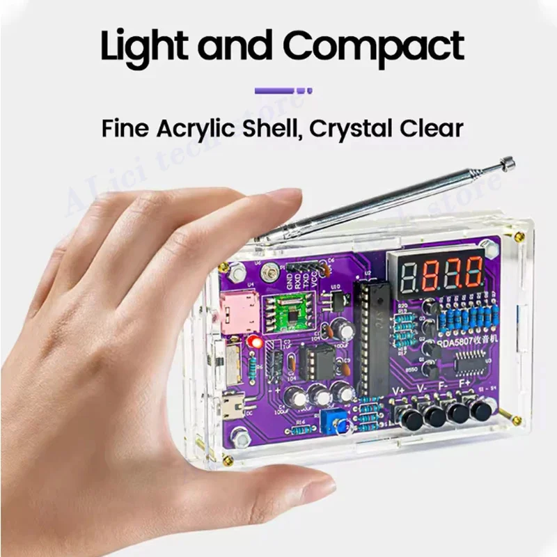 DIY FM Radio Electronic Kit Adjustable Frequency 87-108MHz Digital Display DIY Soldering Project Practice Solder RDA5807S