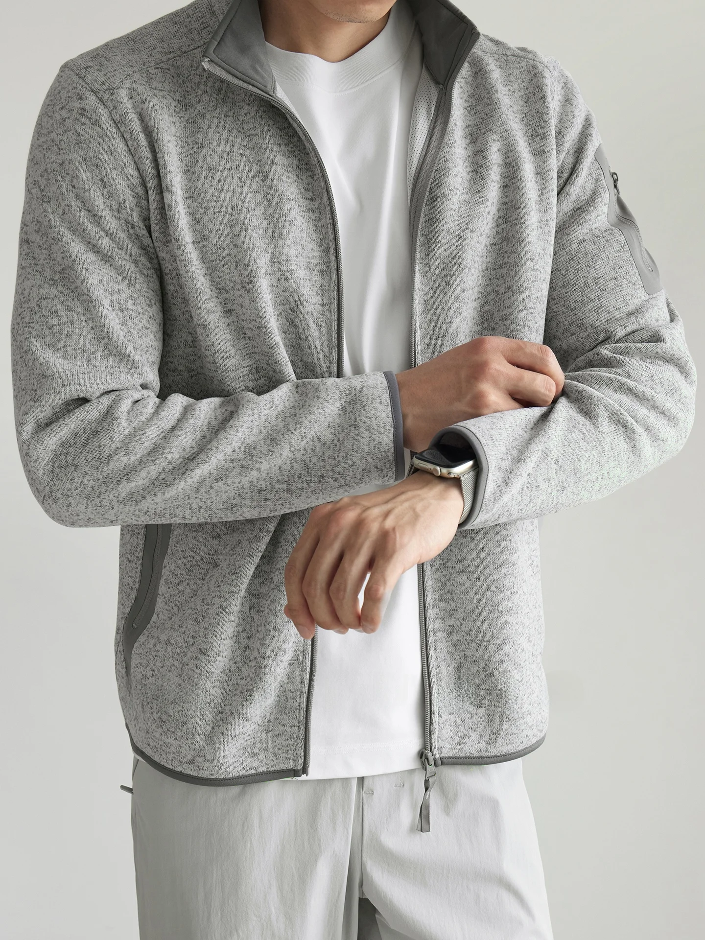 Cleanfit Spring Autumn Men's Fleece Jacket Zipper High Collar Casual Sport Coat Long Sleeve Polyester Fiber Standard Fit