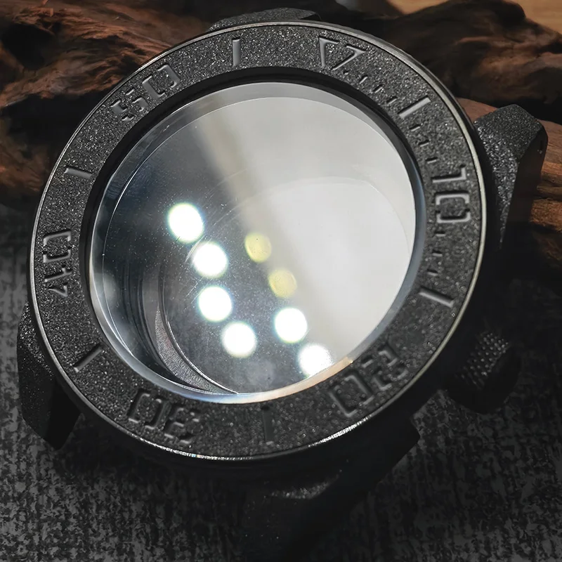 NH35 Case King Samurai Watch Case Black Gritted Nail Sand Finish Fits NH34 NH35 NH36 4R35 7S Movements Men's Diving Watch Case