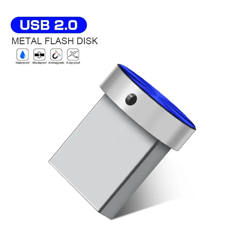 Super Mini USB Flash Drive, Pendrive de metal, Memory Stick, Pen Drive azul, 4GB, 8GB, 16GB, 32GB, 64GB, 128GB, 256GB, Hot Sale