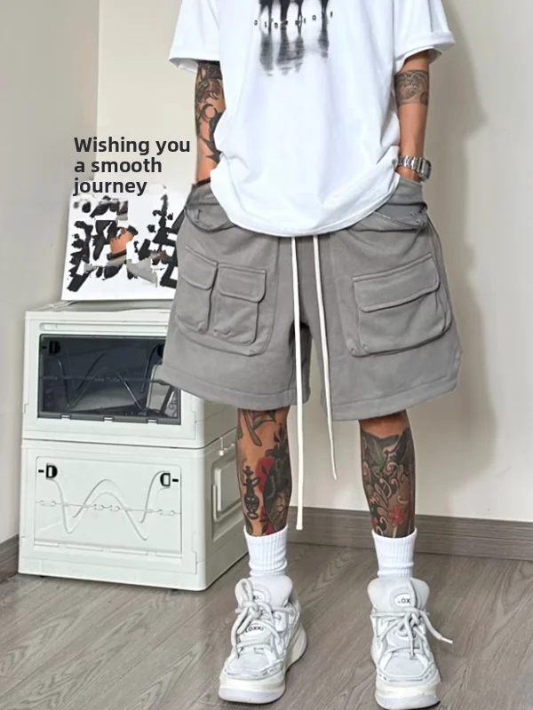 

Loose Straight Leg Workwear orts Men's Casual Beach Sports Five-Quarter Trendy Faion Youth Active Low Waist Straight Cut