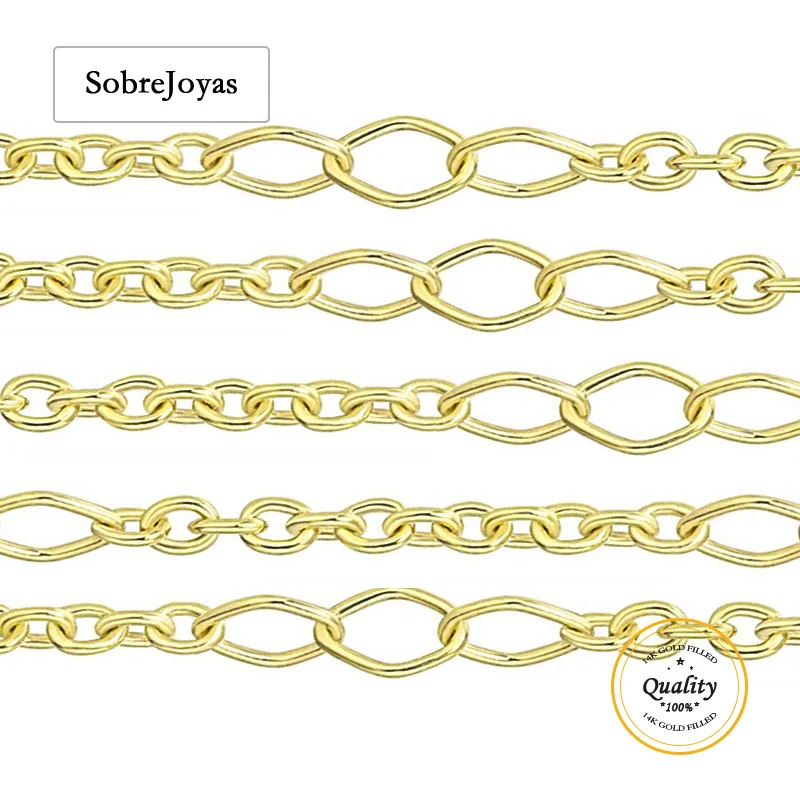 

2mm 3+1 Cable Chain 14K Gold Filled 1 Meter For Sale Footage Unfinished Cable Chains Wholesale BULK DIY Jewelry Findings