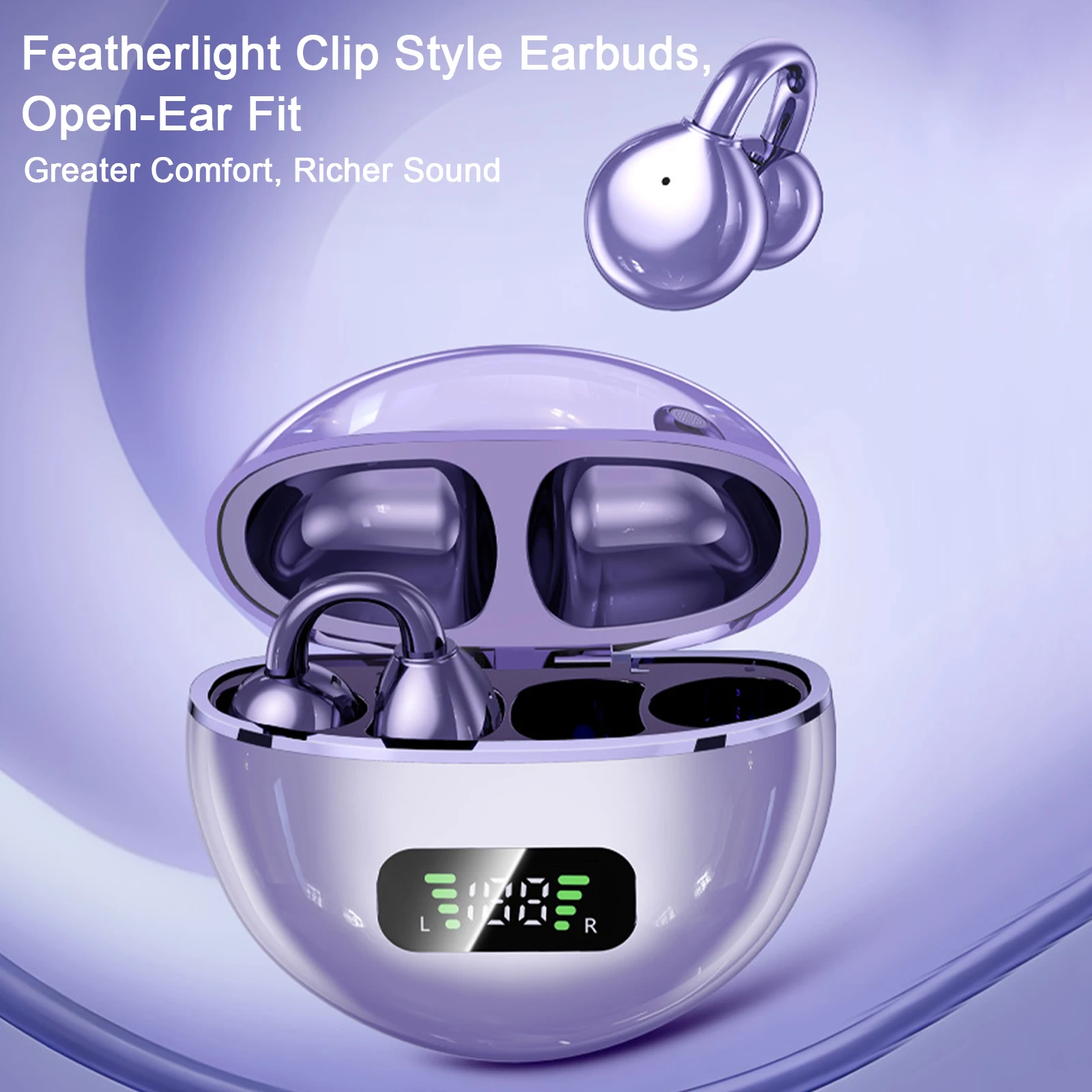 Bone Conduction Earphones Sport Wireless Headphone Bluetooth Earphone Noise Canceling Mics Clip-On Earbuds Headphones for Travel
