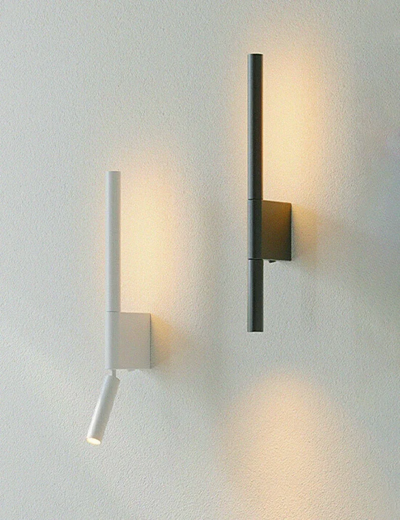 Modern Wall Sconces with Adjustable Spotlight Hardwired Led Wall Lamp Fixtures Black White Decor for Bedroom Reading Lamp