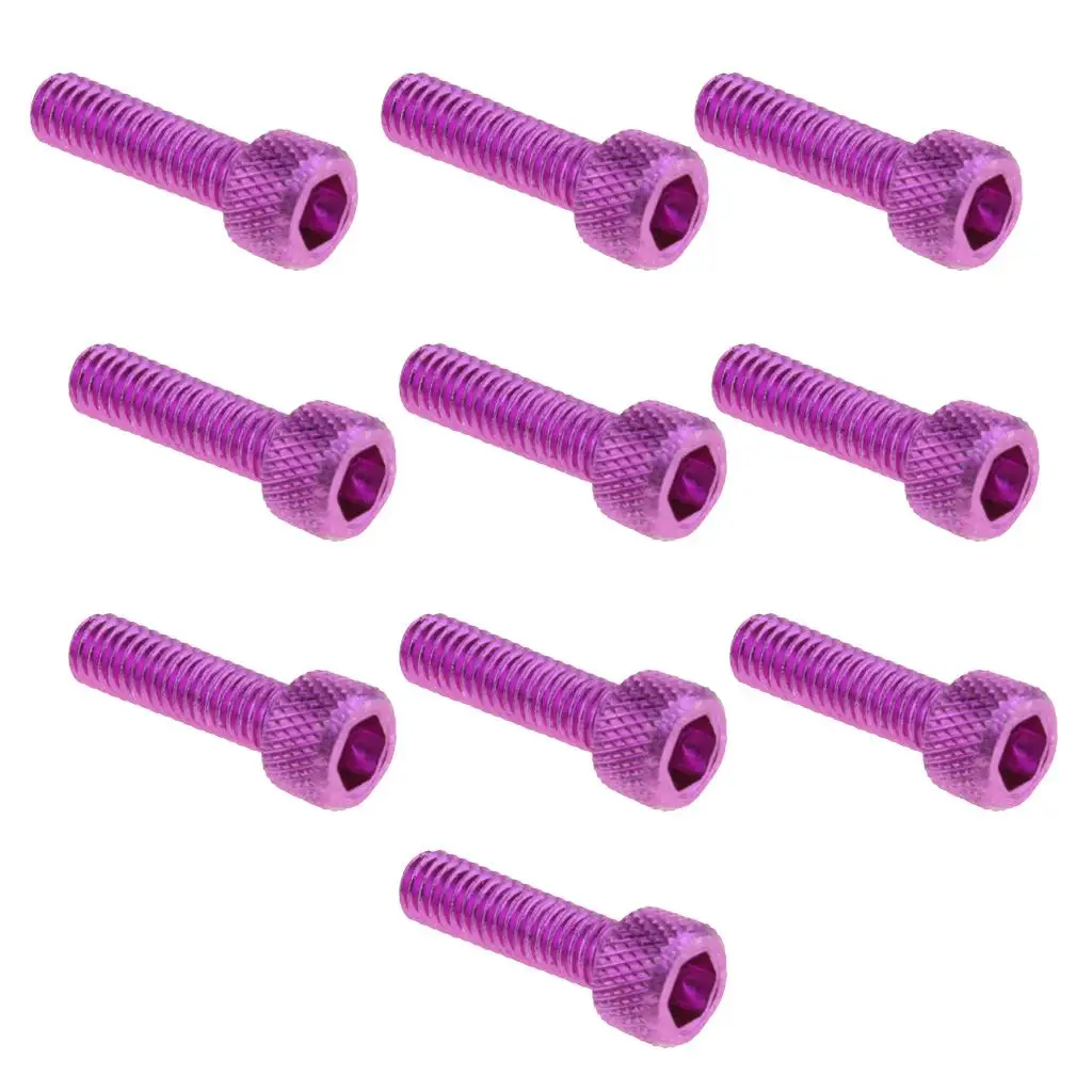 10pcs M6 x 20mm Pitch Alloy Steel Hex Bolt Socket Head Cap Screws Purple Strength and Corrosion Resistance