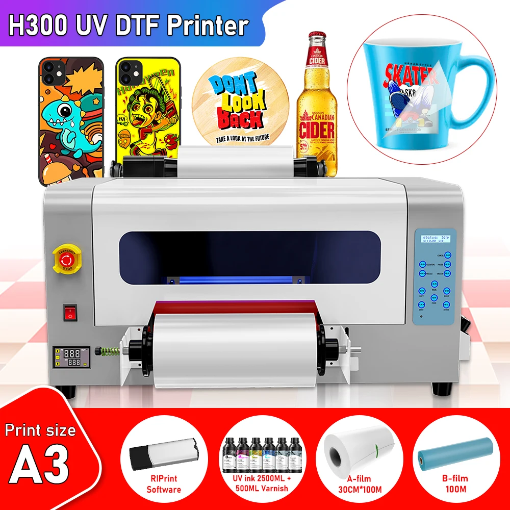 A3 UV DTF Printer A3 Sticker Printer XP600 Printhead A3 Printing And Laminating UV DTF Printer for uv dtf  Sticker Machine Kits