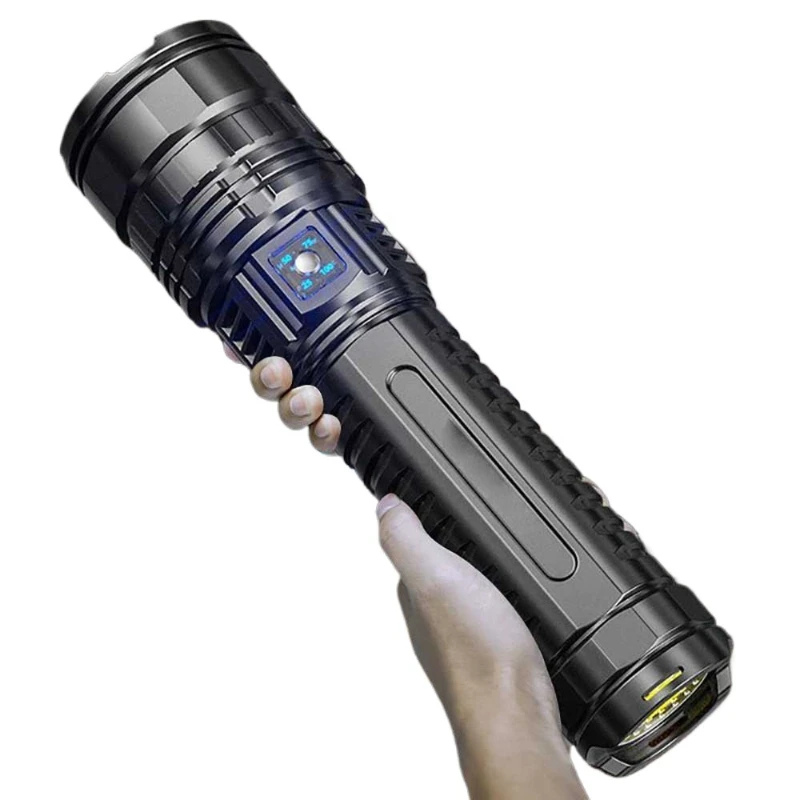 

High Power 30000 Lumens Ultra Bright Remote Retractable Zoom Rechargeable COB Tail Light Emitting Diode Flashlight