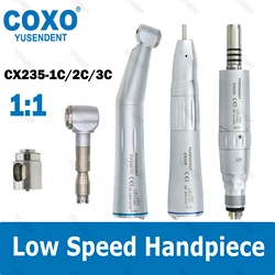 COXO Dental Fiber Optic Low Speed Handpiece 1:1 Contra Angle Straight Handpiece Inner Channel LED Air Motor 6Pin Fit KAVO NSK