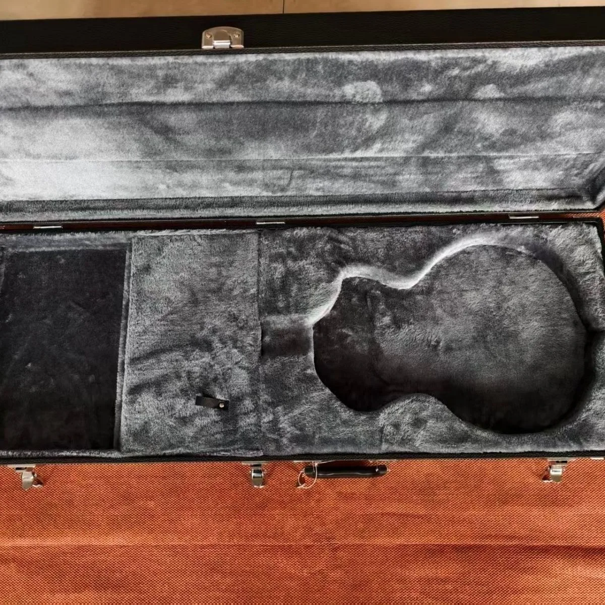 Electric Guitar Hard Case Rectangular Box for LP Style Single Cutaway Guitar Black PU Leather Gray Plush Interior