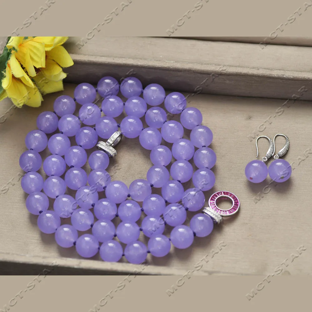 

Z14489 Комплект: ожерелье и серьги из фиолетового нефрита/жадеита/ясписа, 35 дюймов, 14 мм, с фианитами