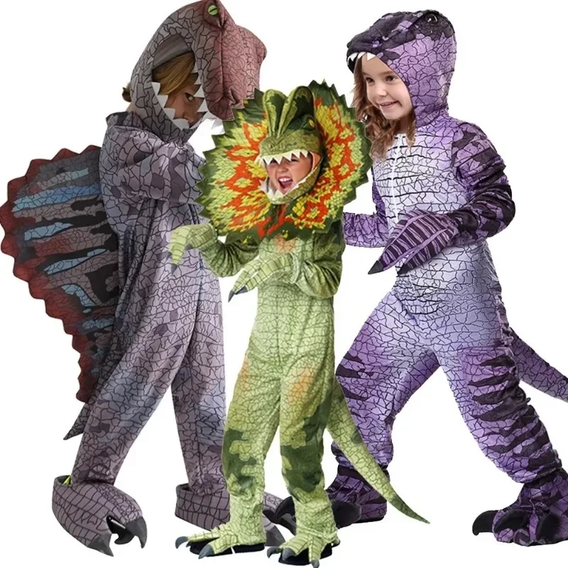 christmas Costumes Boys Girls Triceratops Cosplay Set Children Jumpsuit Halloween Carnival Props Purim Party Dinosaur for Kid