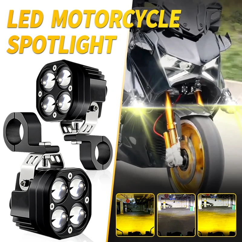 

Светодиодные вспомогательные фары для мотоцикла, двухцветная противотуманная фара с мигалкой для YAMAHA XMAX X-MAX 400 NVX AEROX QBIX 125 155 250 300 400