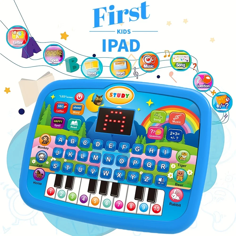 Macchina per l'apprendimento educativo multifunzionale per bambini, apprendimento dell'inglese con alfabeto, numeri, funzione musicale, giocattolo educativo