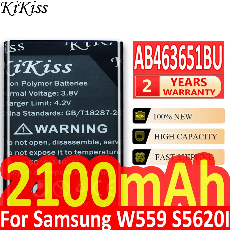 2100mAh KiKiss Battery AB463651BU For Samsung W559 S5620I S5630C S5560C C3370 C3200 C3518 J808 F339 S5296 C3322 L708E S5610