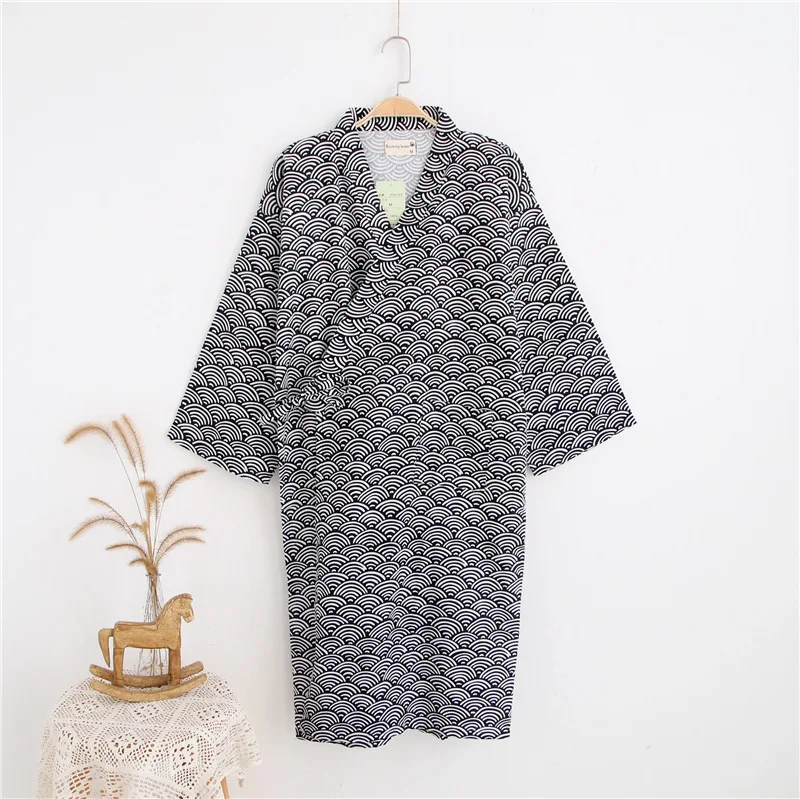 Robe à capuche en gaze de coton pour hommes, pyjama kimono japonais, peignoir à col en V, 2025 coton, nouveau, 100%