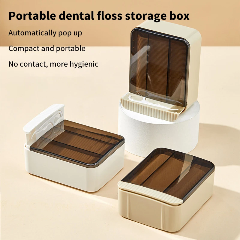 Dental Floss Storage Box With 48Pcs Floss Auto Floss Dispenser Refillable Portable Floss Pick Container Oral Hygiene Care