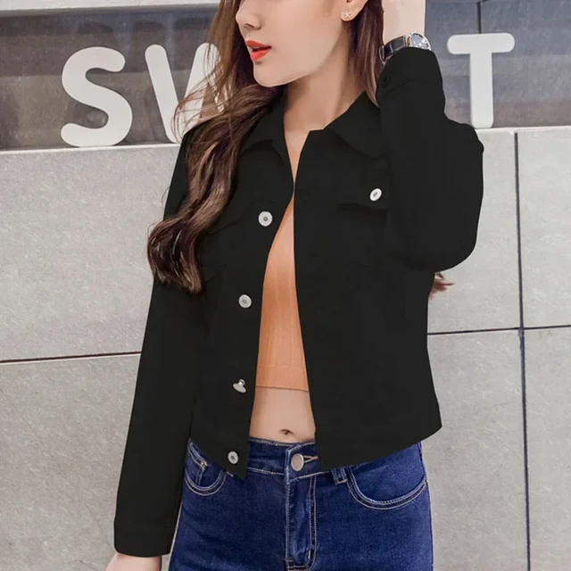 New Long Sleeve Winter Slim White Black Jeans Jacket for Women Solid Denim Woman Tops Short Coat Ladies Jackets Outerwear 4866 AliExpress