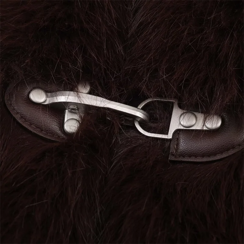 معطف فرو صناعي قصير للنساء، سترة متعددة الاستخدامات، أحادي اللون، طراز أوروبي وأمريكي، موضة جديدة، شتاء 2025 #4