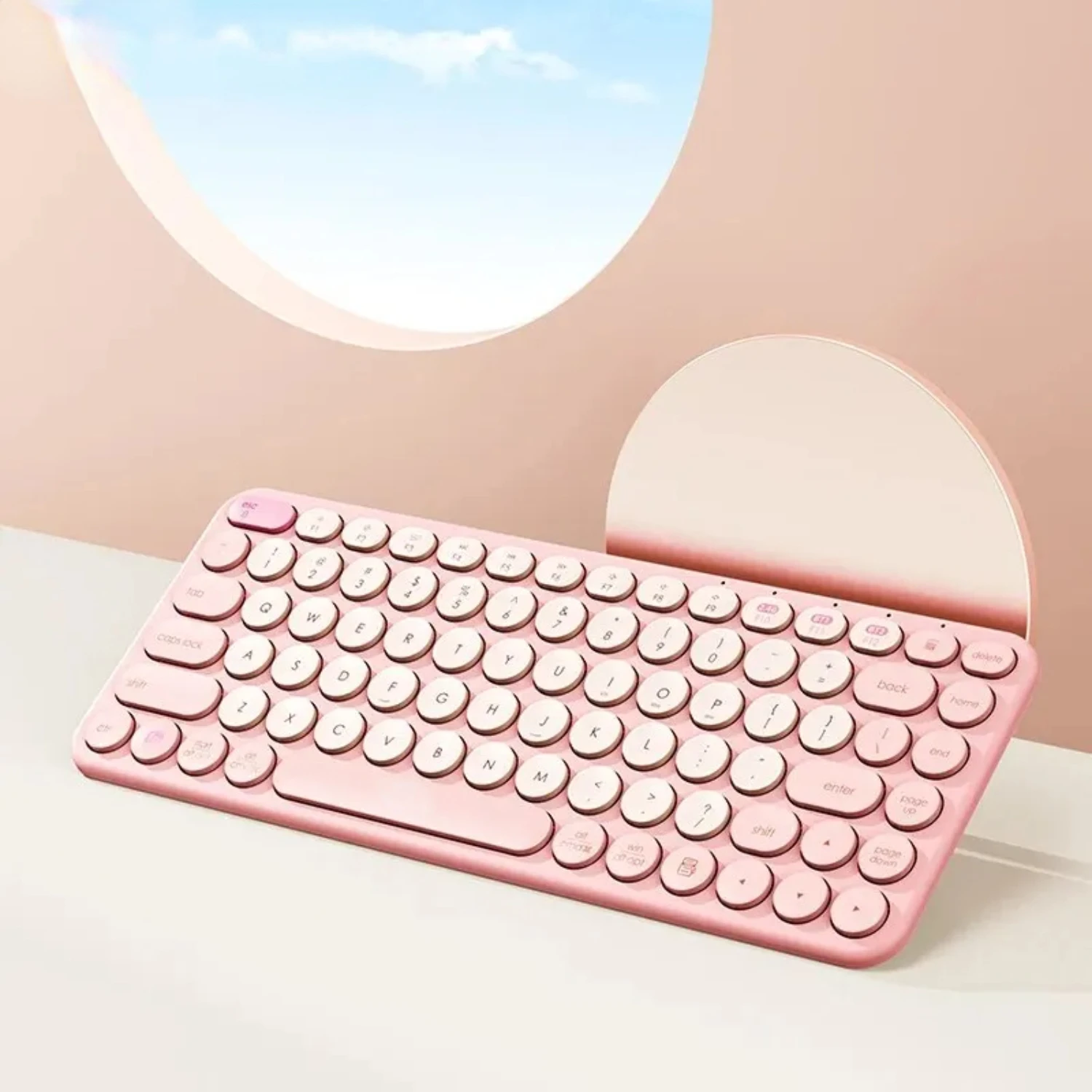 Pink Bluetooth 5.0 Wireless Keyboard for MacBook PC Tablet - 84 Key Silent Layout Keyboards