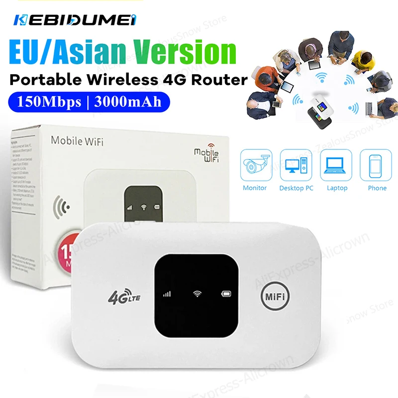 Router inalámbrico KEBIDUMEI 4G LTE, Router WIFI móvil 4G, módem MiFi de bolsillo portátil de 150Mbps, punto de acceso Wifi móvil con ranura para tarjeta Sim