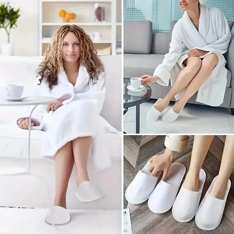 2-10 أزواج من النعال الجديدة للاستعمال مرة واحدة لصالونات التجميل سميكة مضادة للانزلاق لمستلزمات الفنادق شباشب الضيوف المنزلية