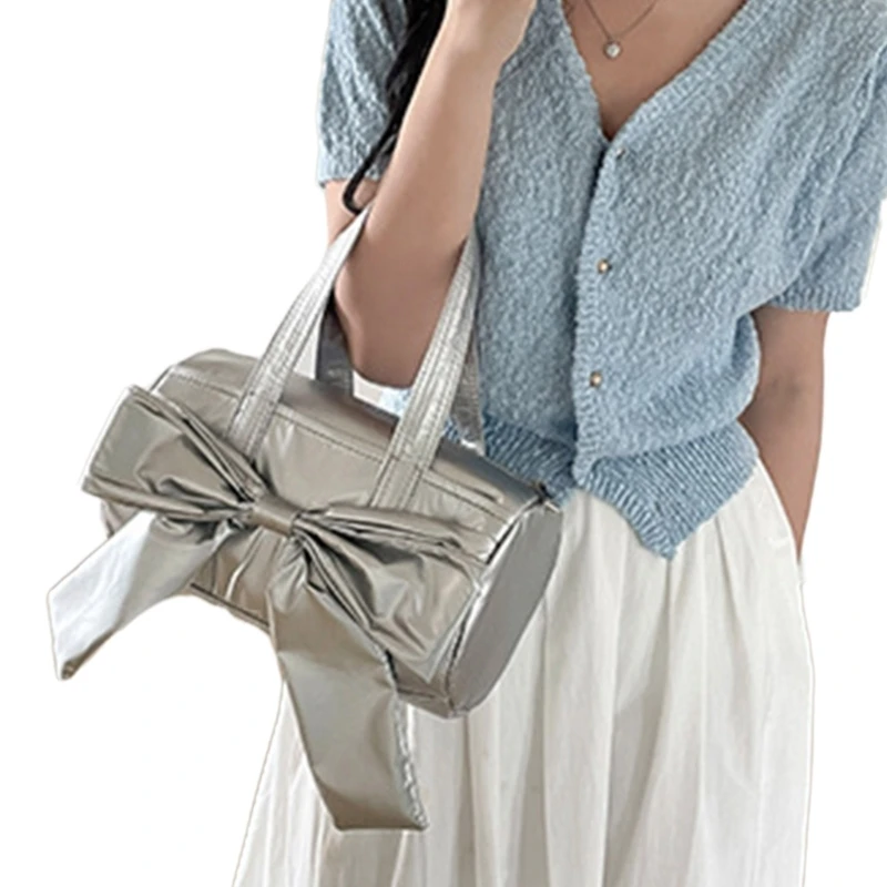 Versatile Women's Shoulder Bag with a Bow knot Accent PU Handbag for Girls