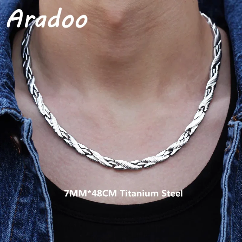 ARADOO Men Necklace Steel Silver 9