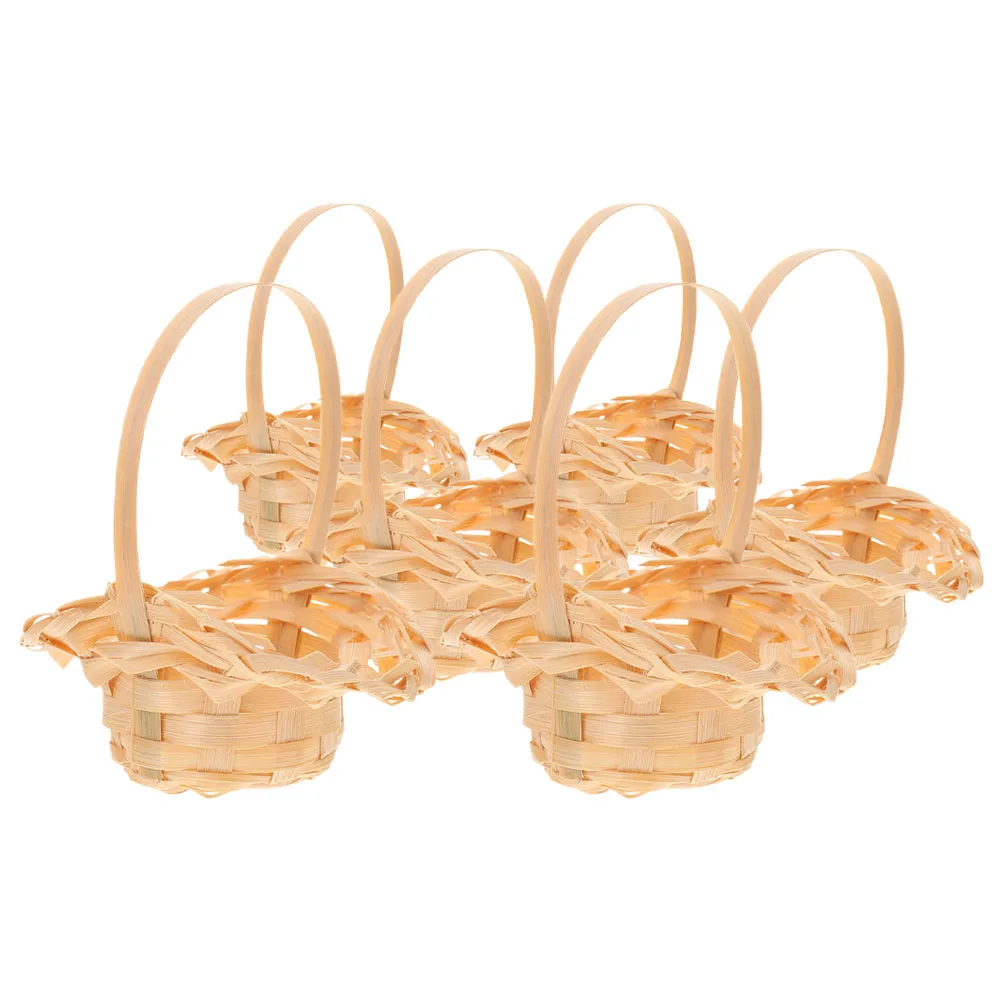 

6 Pcs Mini Bamboo Baskets Rustic Wicker Handicraft Storage Lightweight Decorative Toy Basket for Kids Craft Wedding Party Favors