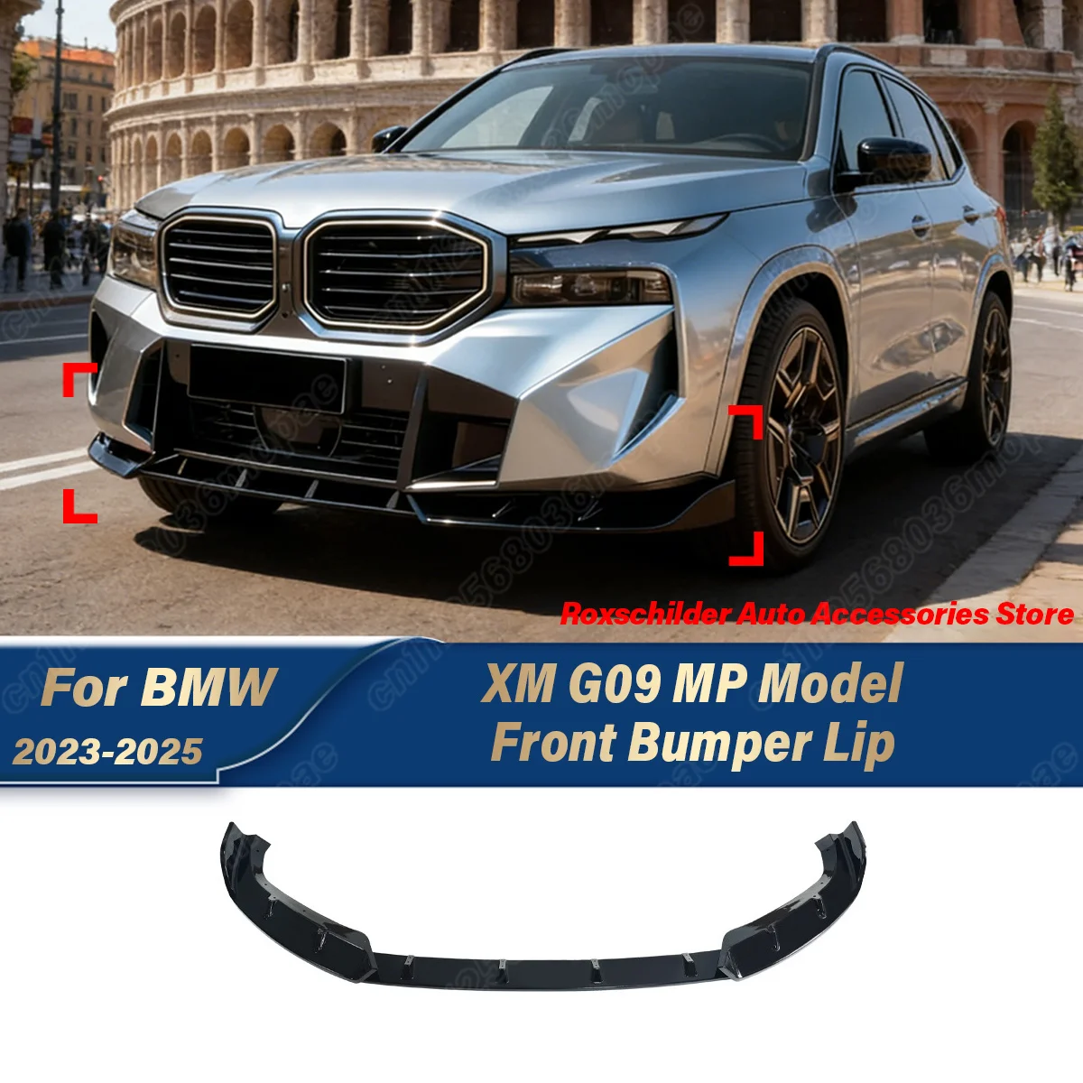 For BMW XM G09 2023 2024 2025 Car Black Knight MP Style Front Bumper Spoiler Lip Automobile 3PCS Front Lip Body Modification Kit