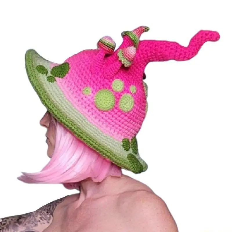 31BF Fairy Hat with Mushroom Decor Halloween Party Fairy Hats Masquerade Wizard Hat