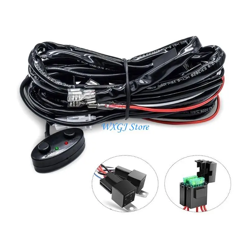 

37JE Waterproof Motorcycle Headlight Spotlights Wire Cable Wire Power Switch Harness